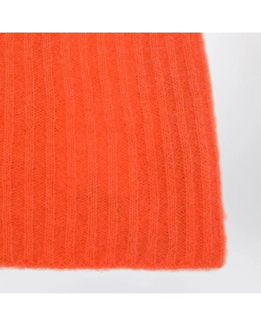 Roberto Collina Orange Cashmere Ribbed Beanie