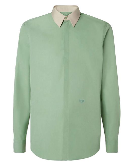 Fendi Green Pastel Poplin Shirt for men