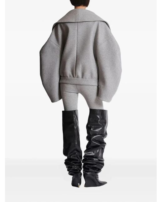 Balmain Gray Wool Caban