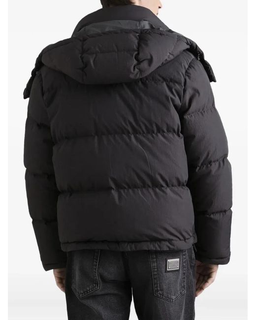 Dolce & Gabbana Black Dolce & Gabbana Slate Nylon Blend Down Jacket for men