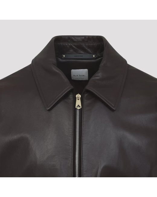 Paul Smith Black Regular Fit Leather Jacket for men