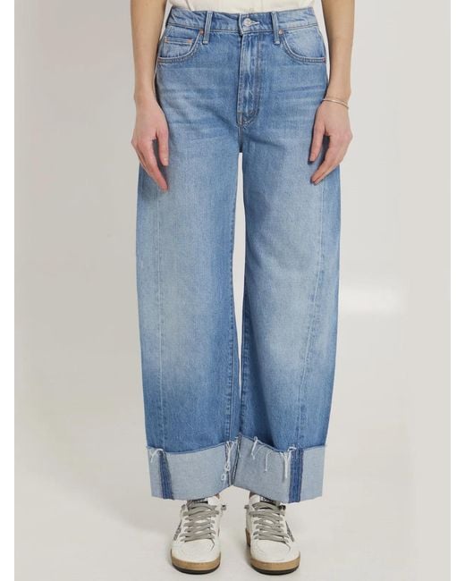 Mother Blue The Half-Pipe Ankle Cuff Fray Jeans
