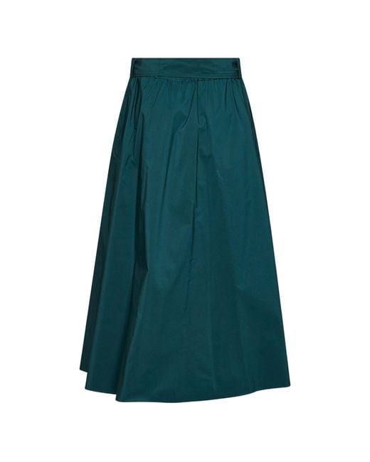 Weekend by Maxmara Green Alpaca Belted Midi Pleated Skirt