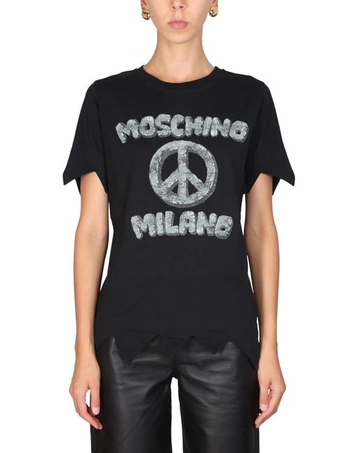 Moschino Black Flinstones Print T-Shirt