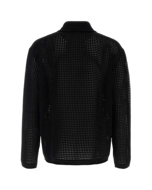 Gucci Black Crochet Polo Shirt for men