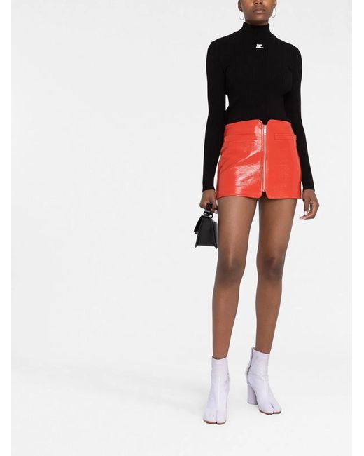 Courreges Black Courregès Roll Neck Ribbed Jumper