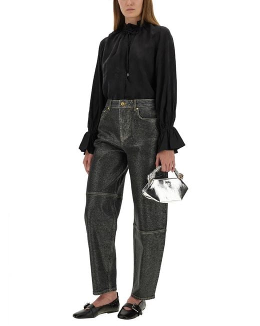 Ganni Black Cupro Viscose Shirts