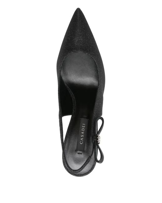 Casadei Black "Chanel" Triniton Sling Back
