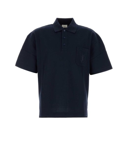 Saint Laurent Blue Nouveau Polo Avec Poche Cassan for men