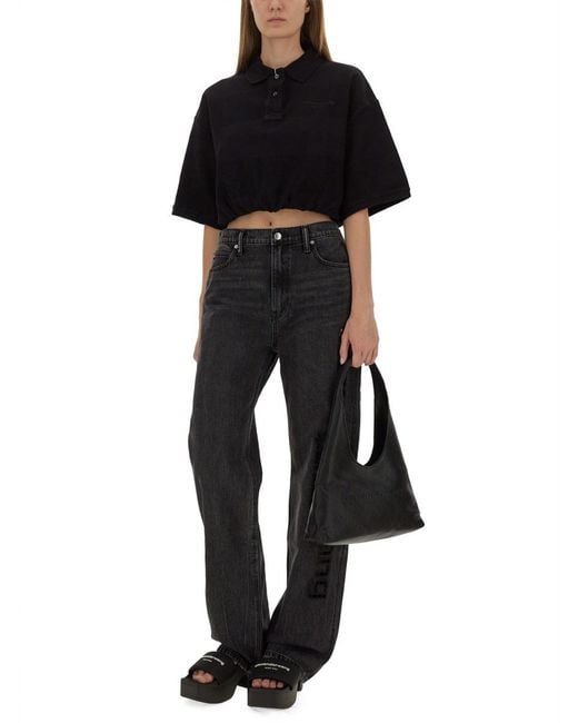 T By Alexander Wang Black Alexanderwang.T Deconstructed Polo