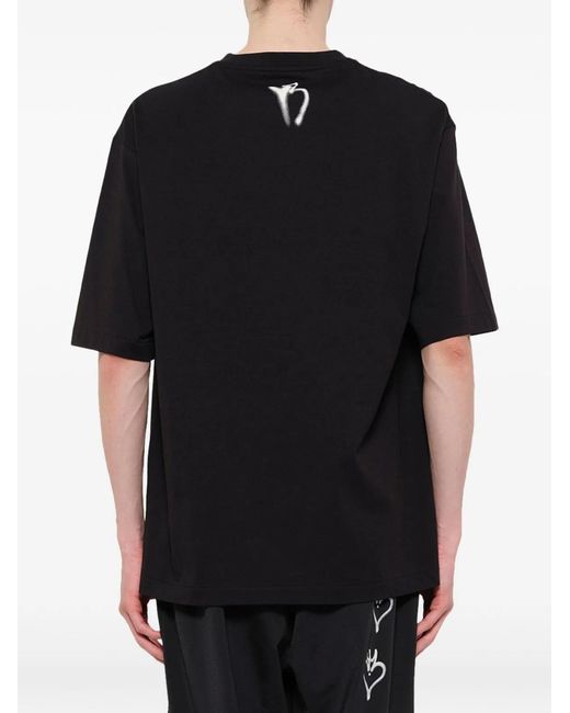 Y-3 Black Printed Cotton T-Shirt for men
