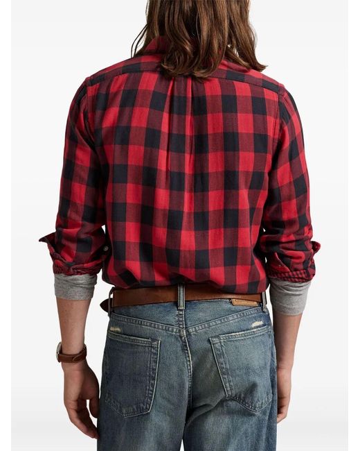 Polo Ralph Lauren Long Sleeve-Sport Shirt in Red for Men | Lyst UK