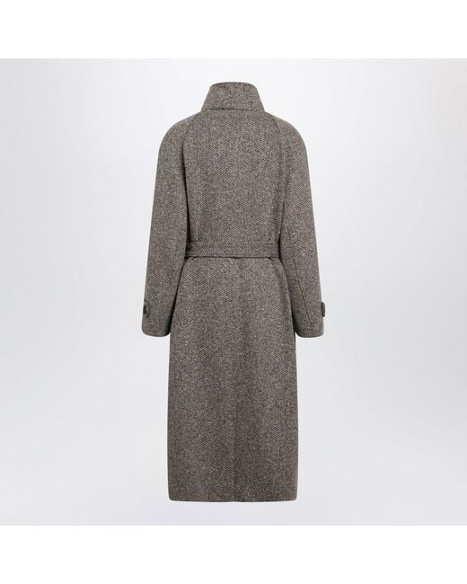 Brunello Cucinelli Gray Sparkling Camel And Virgin Wool Coat