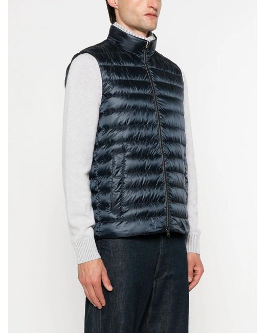 Herno Blue Nylon Down Vest for men