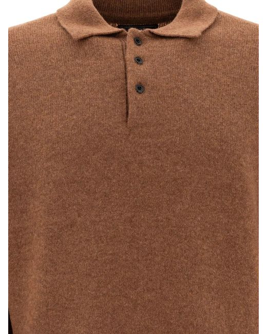 Beams Plus Brown Wool Polo Shirt for men