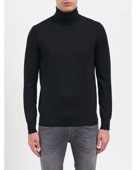 Paolo Pecora Black Wool High Neck Sweater for men