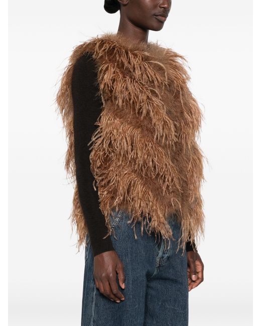 Yves Salomon Brown Gilet 55Cm