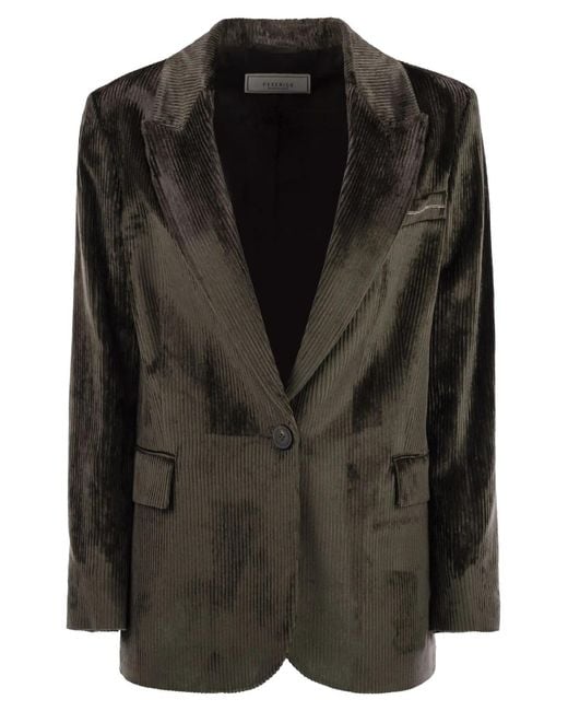 Peserico Black Velvet Blazer With Thousand Stripes