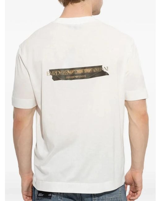 Emporio Armani White T-Shirt With Logo Patch for men