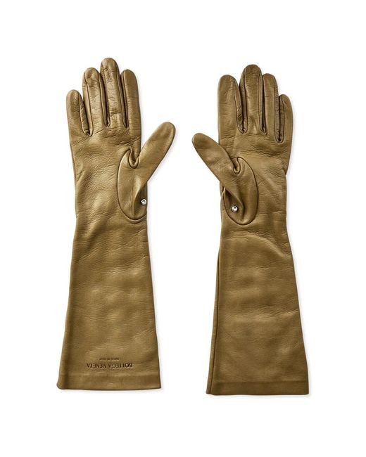 Bottega Veneta Metallic Embossed Logo Studs Leather