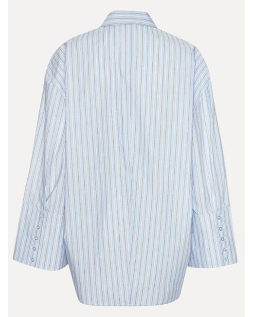 ROTATE BIRGER CHRISTENSEN Blue Striped Buttoned Shirt