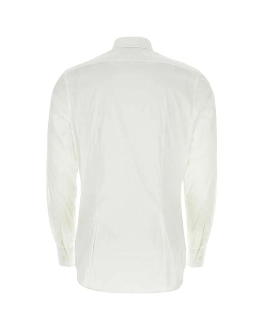 Prada White Stretch Poplin Shirt for men