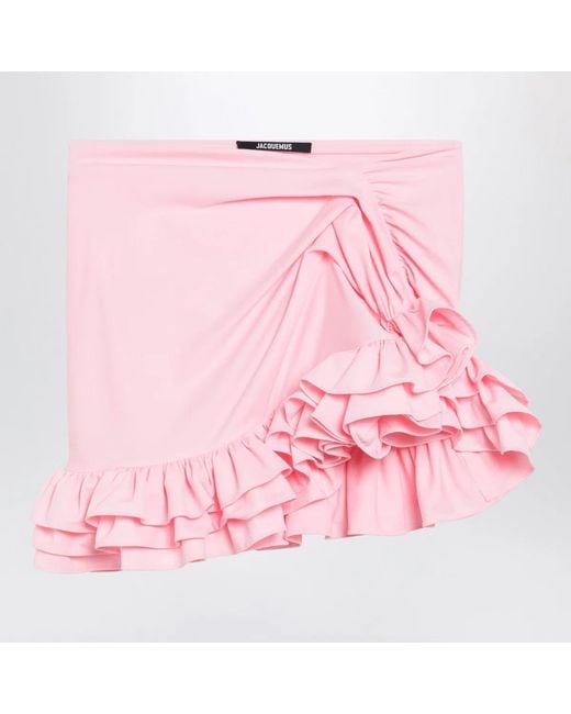 Jacquemus Pink Playa Mini Skirt With Ruffles
