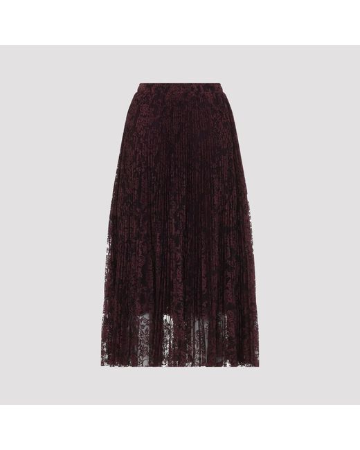 Ermanno Scervino Purple Vineyard Lace Midi Skirt