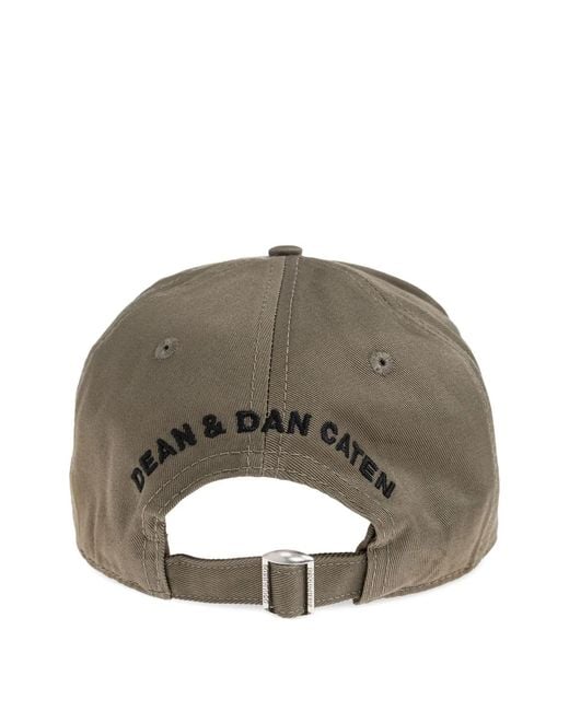 DSquared² Green Cotton Polyester Embroidered Baseball Caps for men
