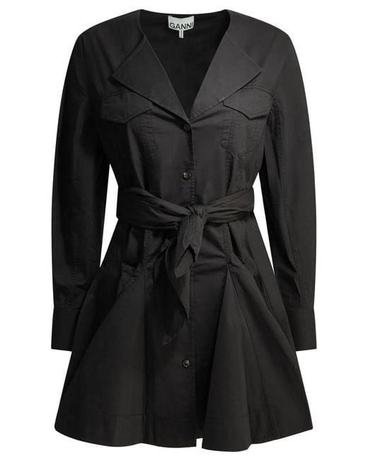 Ganni Black Short Chemise Dress