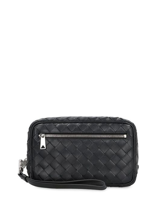 Bottega Veneta Black Intrecciato Small Pouch With Wristlet for men