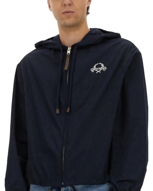 Moschino Blue Nylon Jacket for men