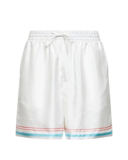 Casablanca White Elasticated Striped Shorts for men