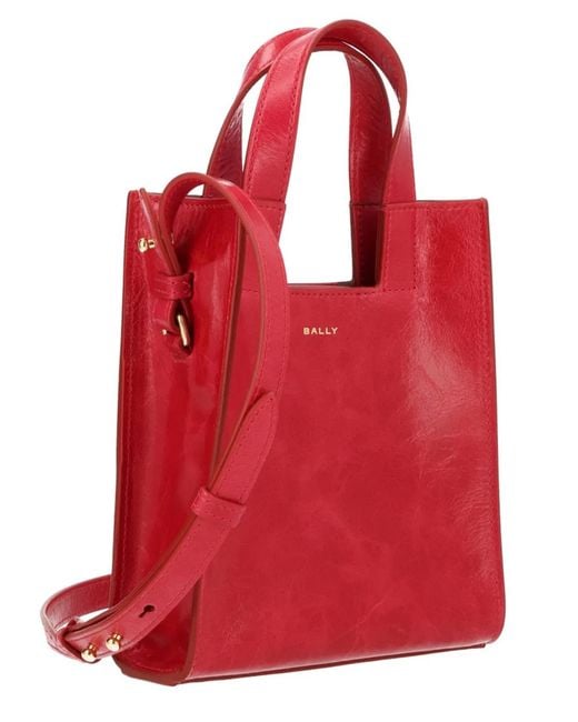 Bally Red Bovine Calf Polyester Handbag