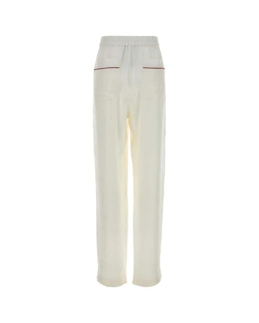 Tom Ford White Silk Twill Pj Pants With Piping