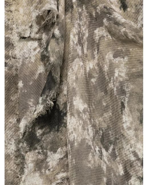 Avant Toi White "Zola" Camouflage Effect Modal Linen Silk Scarf 130X135 for men