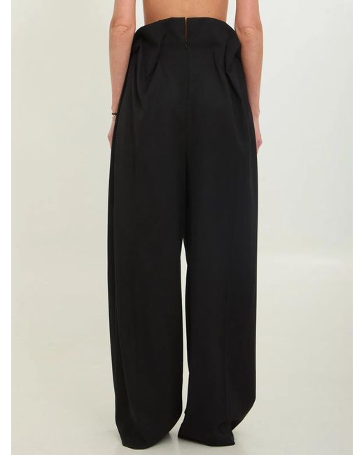 Khaite Black Kira Pleated Waisted Pants