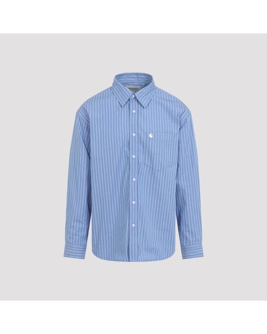 Carhartt Blue Keene Stripe Curacao L/ Keene Shirt for men