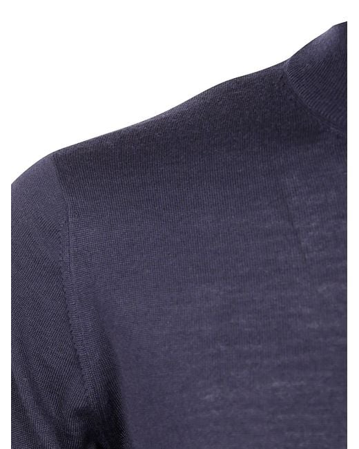 FILIPPO DE LAURENTIIS Blue Mock Turtle Neck Sweater for men