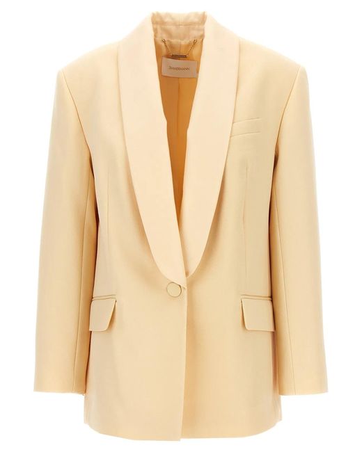 Zimmermann Natural Illustration Shawl Tux Jacket' Blazer
