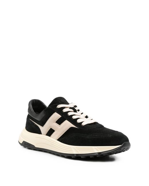 Hogan Black Hyperlight Panelled Logo-Patch Sneakers for men