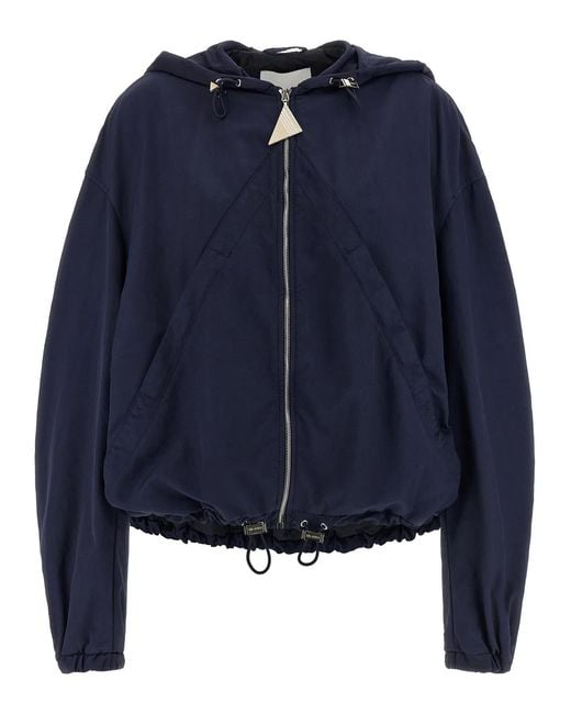 The Attico Blue Hooded Bomber Jacket