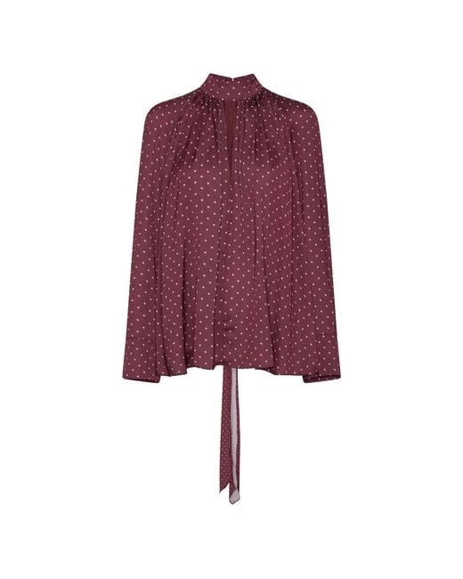 ROTATE BIRGER CHRISTENSEN Purple Satin Bow Shirt