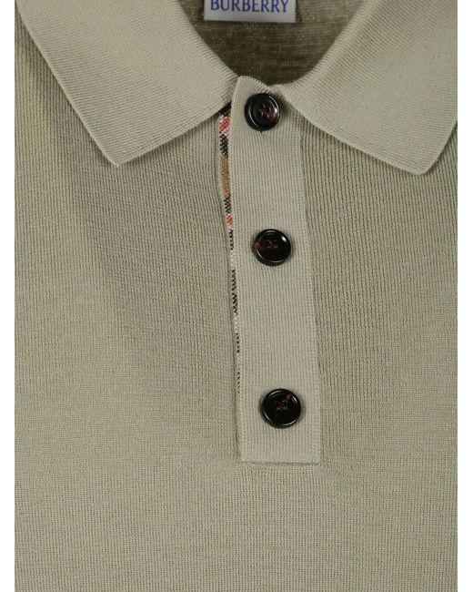 Burberry Gray Long-Sleeve Wool Polo Shirt for men