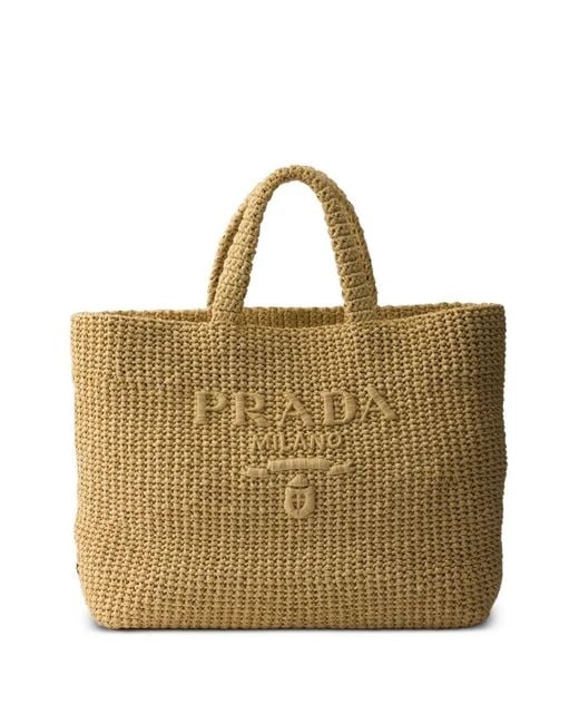 Prada Natural Raffia Shopping Bag
