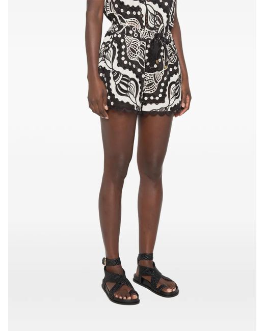 Farm Rio Black Mini Shorts With Embroidery