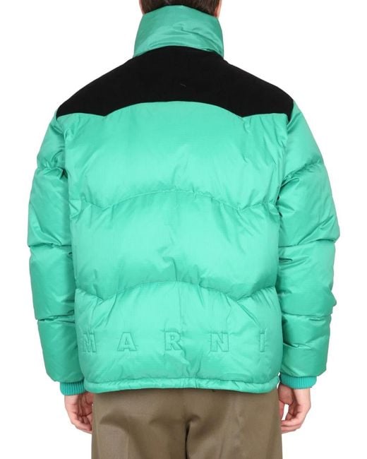 Marni Green Color-Block Down Jacket for men