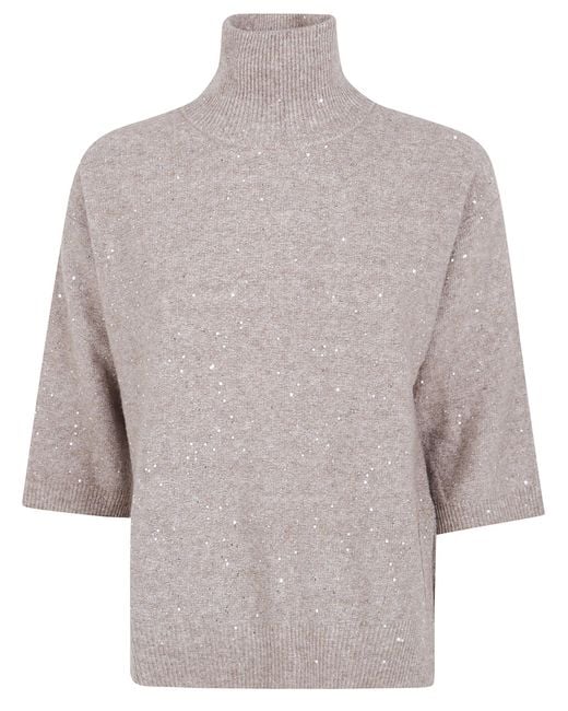 Seventy Gray Mock Neck Sweater With Pailletes