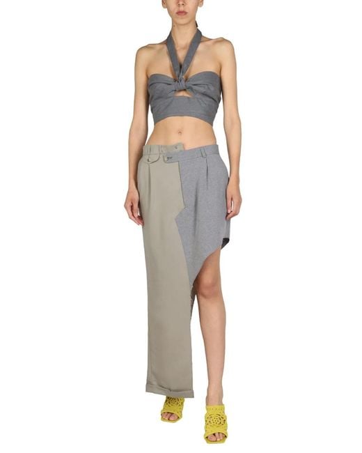 1/OFF Gray Top With Crossed Straps