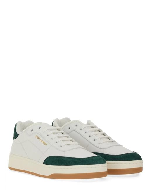 Saint Laurent White Smooth Leather "Sl/61" Sneaker for men